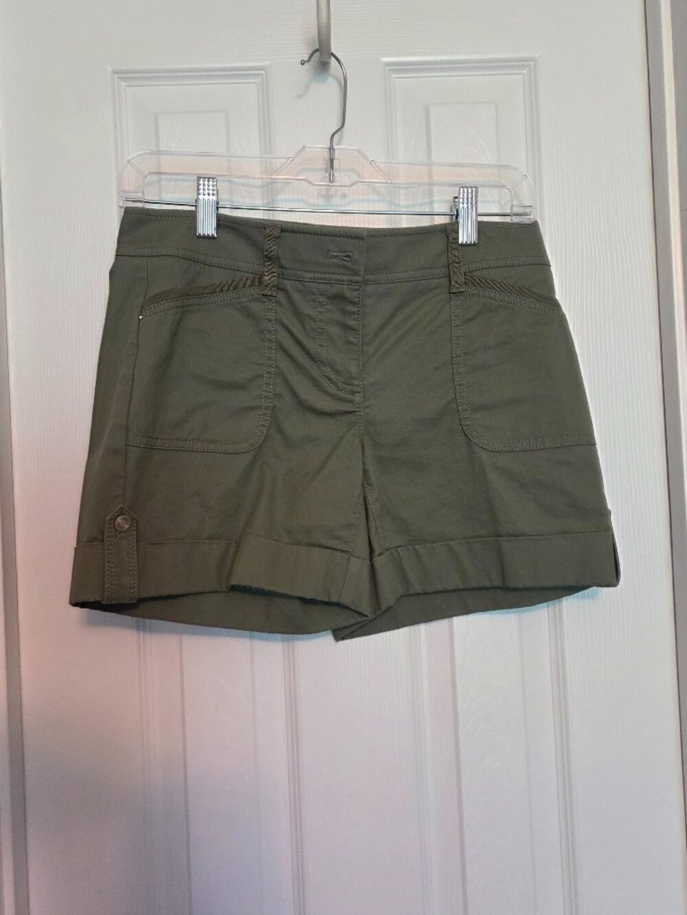 WHBM Olive Green 5" Utility Shorts, Size 0